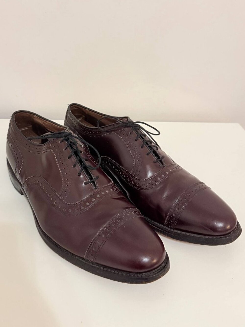 Allen Edmonds - Burgundy Leather Brogue Cap Toe Oxford Shoes - Men’s 10.5 M